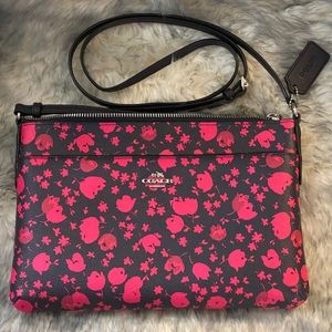 Coach Purse Magenta Flowers on Navy